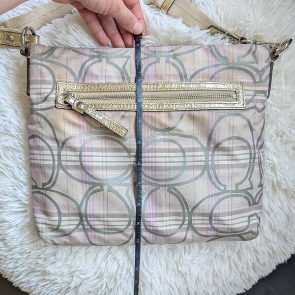 Coach, Tartan Plaid Cream Lavender Grey Signature Fabric Crossbody Bag - Picture 16 of 16